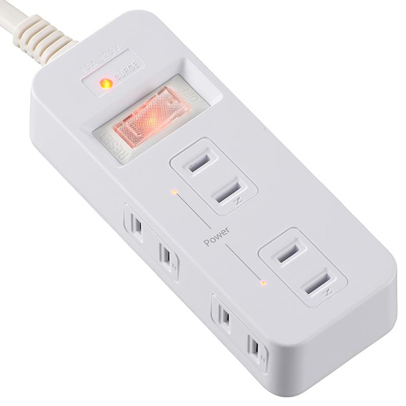 発煙ガードスイッチ・雷ガード付安全タップ(6個口/3m/ホワイト)_00-5349_HS-TP63HS3-W_OHM(オーム電機)