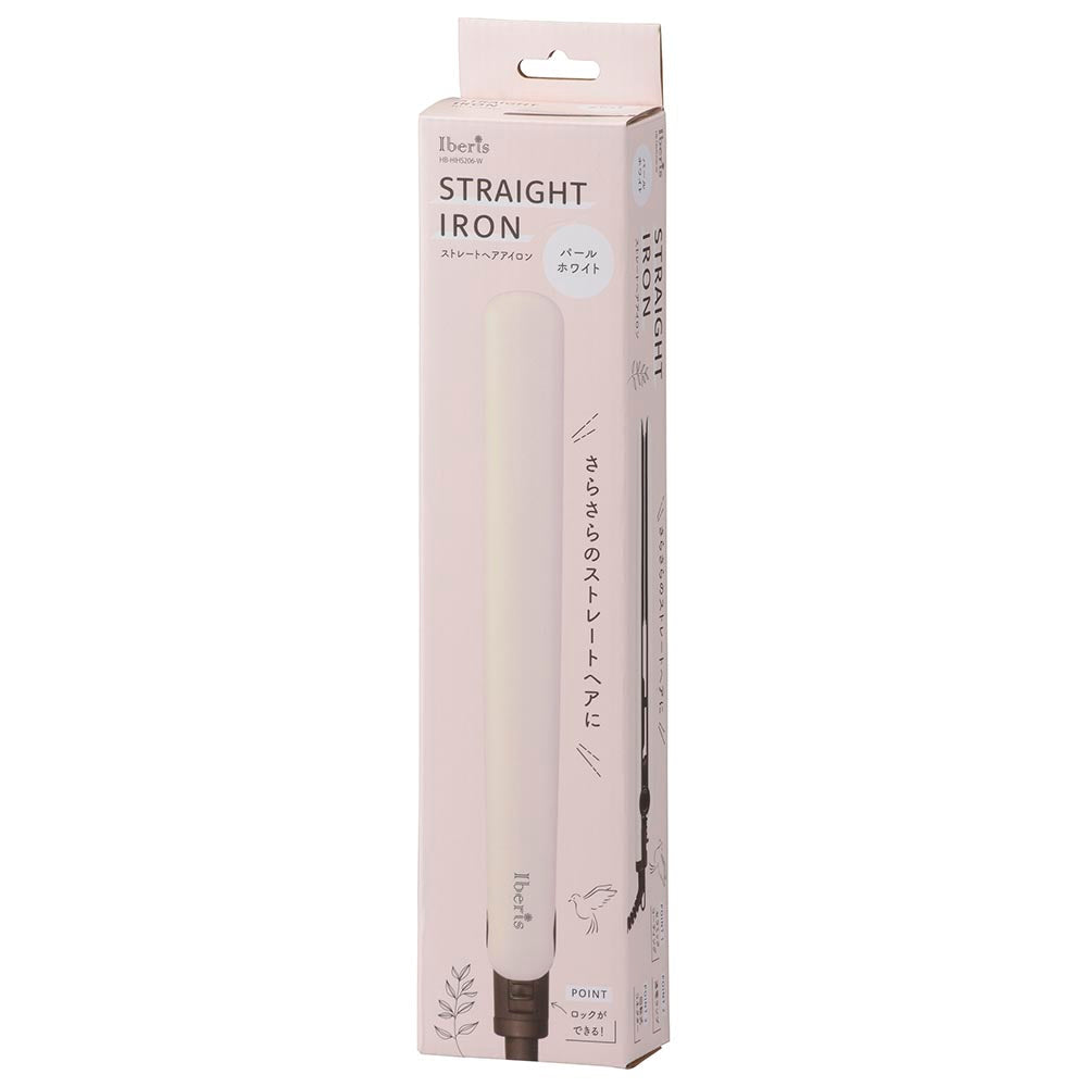 ストレートヘアアイロン(セラミックコーティング仕様/開閉ロック付き/28W/コード長1.8m/ホワイト)_00-5873_HB-HIHS206-W_OHM(オーム電機)
