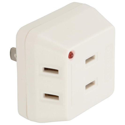 雷ガード付 トリプルタップ 3個口(ホワイト)_00-6966_HS-AK3PBT-W_OHM(オーム電機)