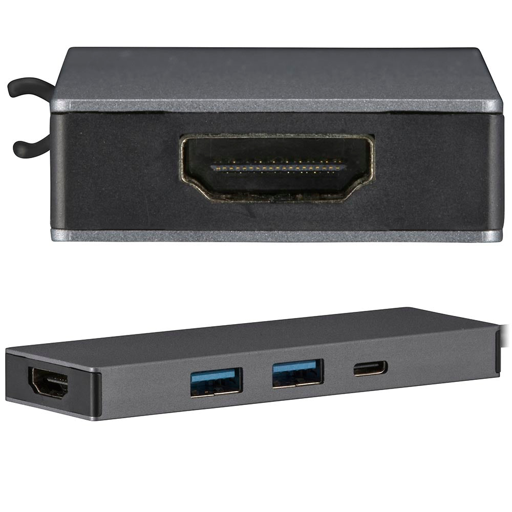 USBハブ Type-Cマルチアダプター(HDMI 1.4×1、USB3.2Gen1×2、USB Type-C×1/30cmケーブル/アルミボディ)_01-3108_PC-SHMPC11-H_OHM(オーム電機)
