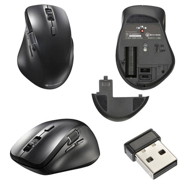 ワイヤレスマウス(サイド横スクロール/7ボタン+2ホイール/Mサイズ/Bluetooth5.2/無線2.4GHz帯/ブラック)_01-3600_PC-SMBWM10 K_OHM(オーム電機)