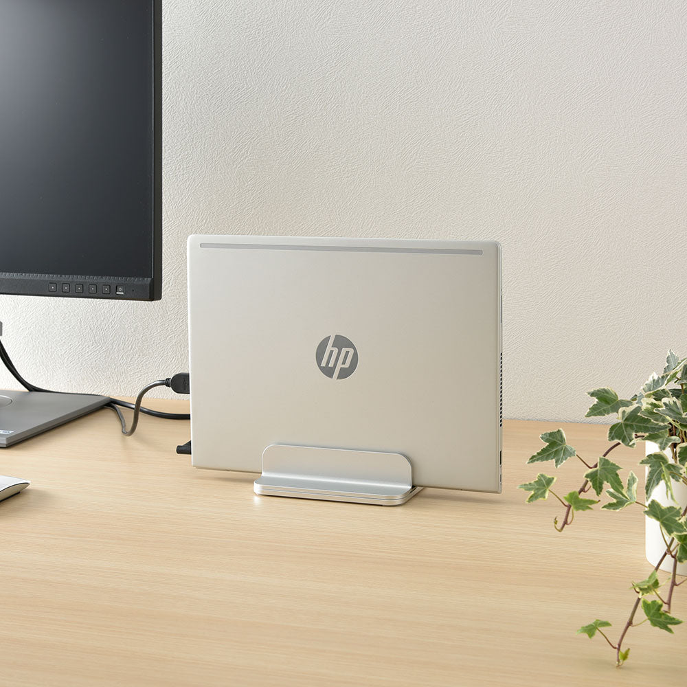 縦置きノートPCスタンド(幅調節10~45mm/質量384g/アルミ合金+シリコン)_01-3624_OA-S04S-S_OHM(オーム電機)