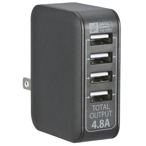 01-3746_MAV-AU48-K_ACアダプター USB電源タップ(4ポート/4.8A/ブラック)_OHM オーム電機