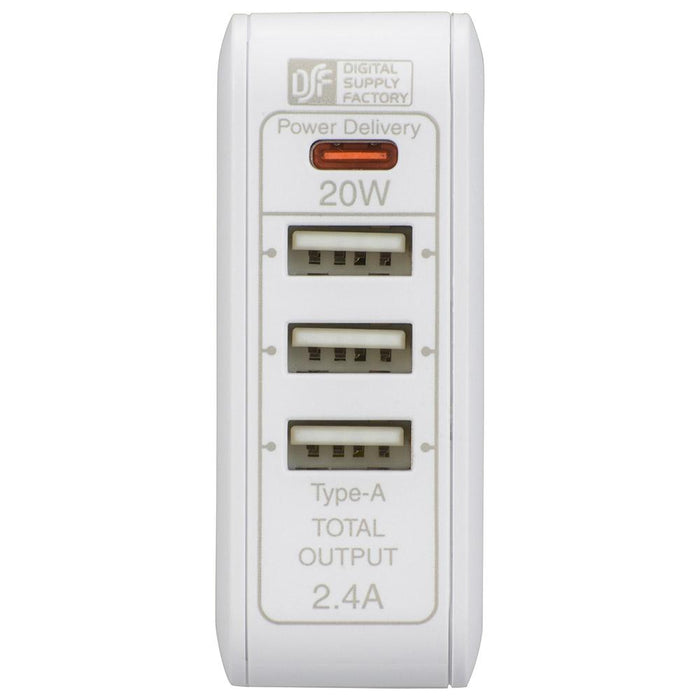 ACアダプター（USB PD Type-C[20W MAX]+Type-A×3/ホワイト）_01-3796_MAV-AUPD2032-W_OHM（オーム電機）