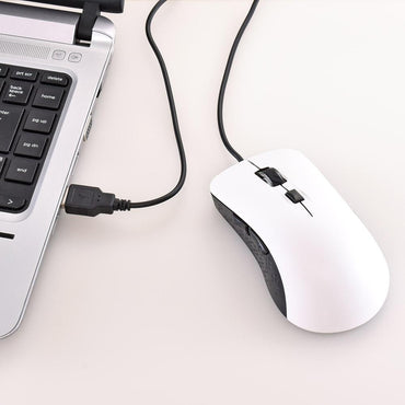 静音ブルーLEDマウス(抗菌/5ボタン/Lサイズ/ケーブル長1.5m/USB Type-A/ホワイト)_01-3985_PC-SMUBS5L-W_OHM(オーム電機)