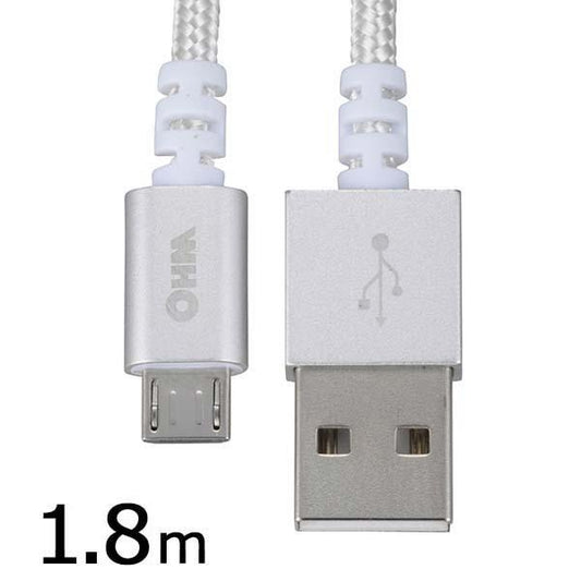高耐久マイクロUSBケーブル 1.8m_01-7058_SMT-L18TH-S_OHM(オーム電機)