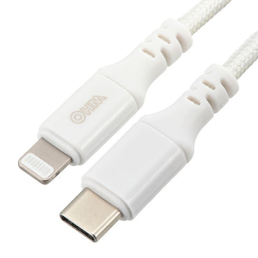 ライトニングケーブル(USB Type-C/USB PD対応/強化メッシュ/0.15m/ホワイト)_01-7110_SIP-L015ECH-W_OHM(オーム電機)