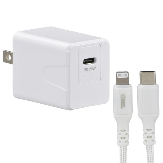 AC充電器(PD20W対応/ライトニングケーブル1m/ホワイト)_01-7116_MIP-APD20W-W_OHM(オーム電機)