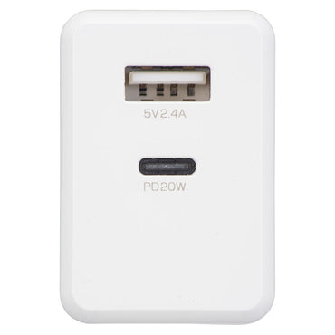 AC充電器(PD対応/Type-C+Type-A/最大32W/AC100-240V対応/ホワイト)_01-7147_MAV-AP2U30-W_OHM(オーム電機)