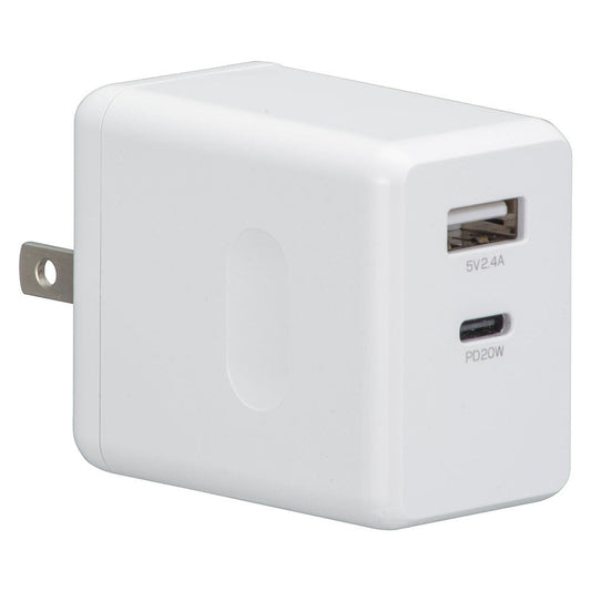 AC充電器(PD対応/Type-C+Type-A/最大32W/AC100-240V対応/ホワイト)_01-7147_MAV-AP2U30-W_OHM(オーム電機)