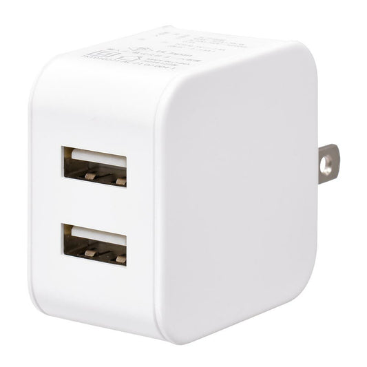 AC充電器(USB Type-A×2/AC100V~240V対応/最大出力12W 2.4A/ホワイト)_01-7169_MAV-AUA12W-W_OHM(オーム電機)