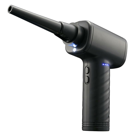 充電式電動エアダスター(風量3段階/LEDライト付/アタッチメント6点付/収納ポーチ付/ブラック)_01-7231_OA-MAD01-K_OHM(オーム電機)