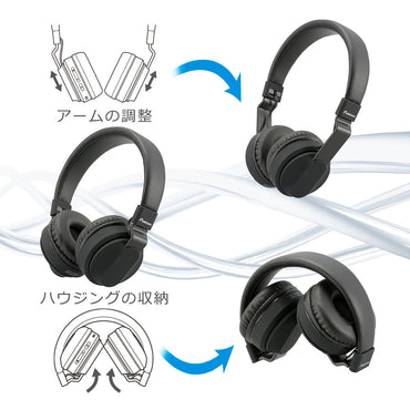 Bluetoothワイヤレスヘッドホン(口径40mm ダイナミック・密閉型/通話マイク内蔵/ブラック)_03-2886_HP-W310N-K_OHM(オーム電機)