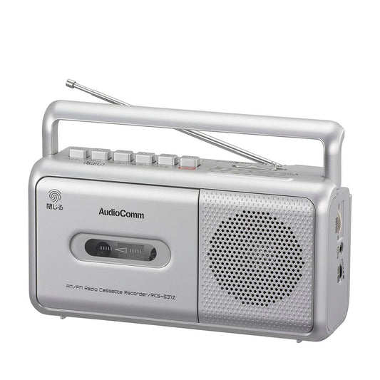 モノラルラジオカセットレコーダー(2電源/ACまたは単2形×4本使用/録音マイク内蔵/ワイドFM/シルバー)_03-5010_RCS-531Z_OHM(オーム電機)