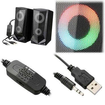 USB電源スピーカー(イルミネーション機能/コントローラー付/総合出力4.8W/口径66mmスピーカー/ブラック)_03-5056_ASP-U175Z_OHM(オーム電機)