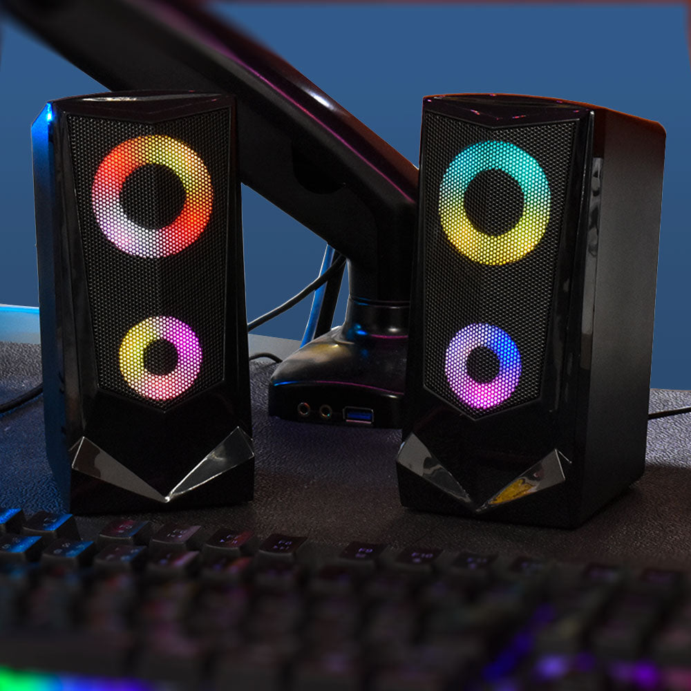 USB電源スピーカー(イルミネーション機能/コントローラー付/総合出力4.8W/口径66mmスピーカー/ブラック)_03-5056_ASP-U175Z_OHM(オーム電機)