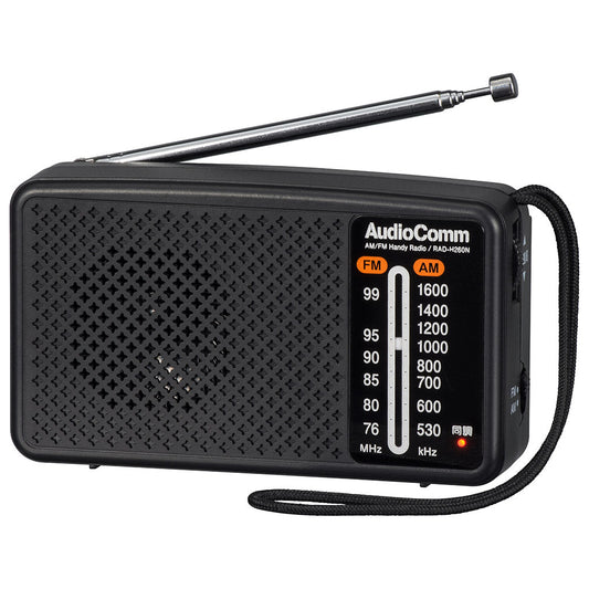スタミナハンディラジオ(単3形×2本使用/最長200時間/ワイドFM/ブラック)_03-5530_RAD-H260N_OHM(オーム電機)