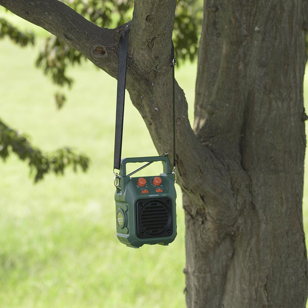 山策ラジオ(保護等級IP66防塵防水形/ワイドFM/単2形×4本使用/LEDライト付/サイレン付/本体580g)_03-5566_RAD-H339N_OHM(オーム電機)