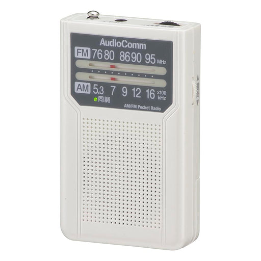 ポケットラジオ（アナログPVC内蔵で電池長持ち154時間/2WAY出力/モノラル受信/ワイドFM/片耳イヤホン付属/単4形×2本使用/ホワイト）_03-7271_RAD-P136N-W_OHM（オーム電機）