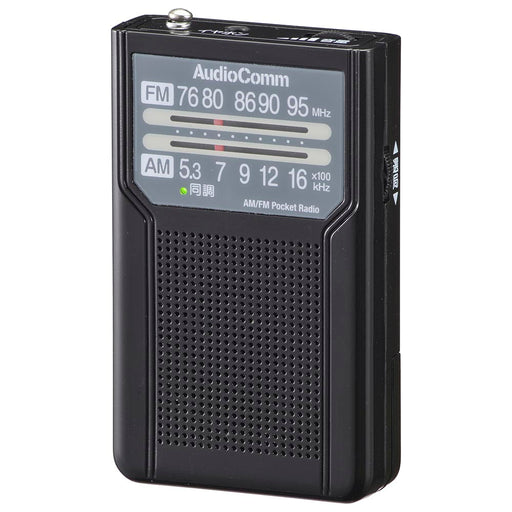 ポケットラジオ（アナログPVC内蔵で電池長持ち154時間/2WAY出力/モノラル受信/ワイドFM/片耳イヤホン付属/単4形×2本使用/ブラック）_03-7272_RAD-P136N-K_OHM（オーム電機）