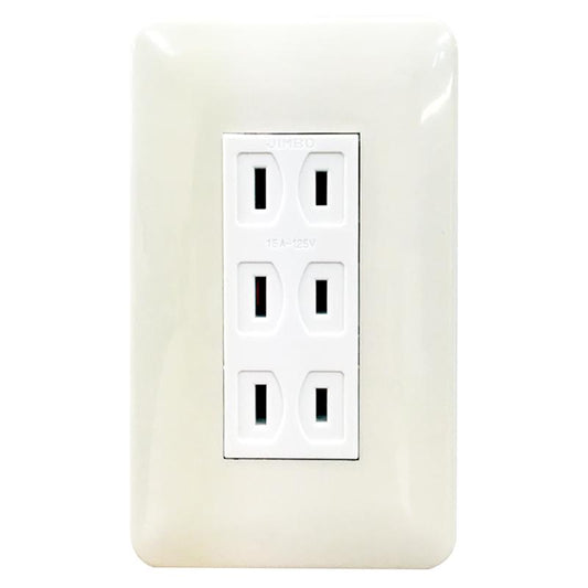 スイッチプレート セット(コンセント3口付/埋込配線用/1500Wまで)_04-8465_HS-U153JP_OHM(オーム電機)