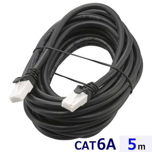 LANケーブル【ツメ折れ防止設計】(カテゴリー6A/高速10Gbps/ストレート/5m/ブラック)_05-1073_PC-N6A50-K_OHM(オーム電機)