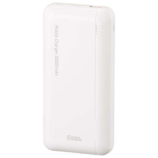 モバイルチャージャー(Type-A,Type-C,micro-B/20000mAh/PD対応/ホワイト)_05-1186_SMP-JV51W_OHM(オーム電機)