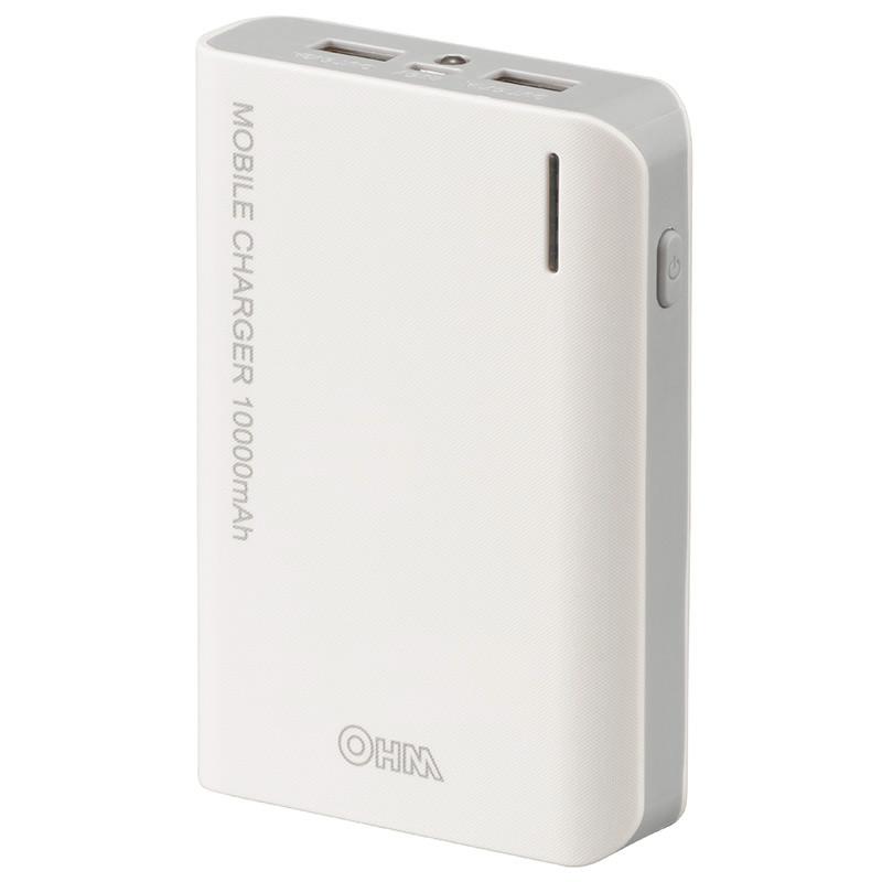 【削除】【LEDライト機能付き】モバイルチャージャー(10000mAh)PSE適合品_05-1193_SMP-JV33_OHM オーム電機