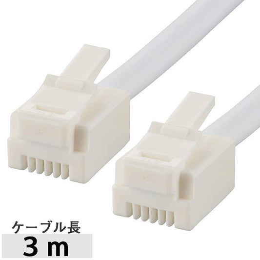 ツイスト+シールド モジュラーケーブル(3m/ホワイト)_05-2623_TEL-C2623T_OHM(オーム電機)