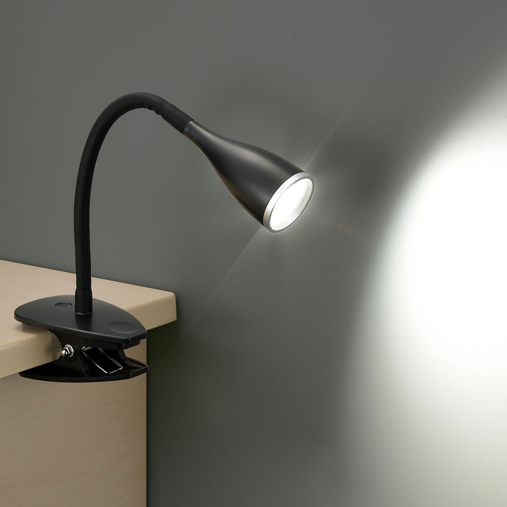 LEDクリップライト(フレキシブルアーム/昼白色/4.7W/300 lm/ブラック)_06-0908_LTC-LC12L2-KN_OHM(オーム電機)