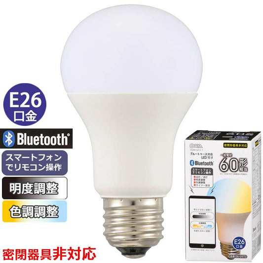Bluetooth対応LED電球(明度、色調調整/電球色860lm、昼光色910lm/E26/広配光)_06-0973_LDA8-G/C/I 1_OHM(オーム電機)