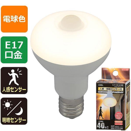 LED電球(40形相当/454lm/電球色/E17/人感・明暗センサー付)_06-3413_LDR4L-W/S-E17 9_OHM(オーム電機)