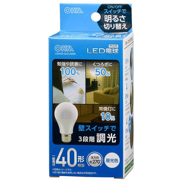 LED電球(40形相当/520lm/昼光色/E26/全方向270°/密閉形器具対応/調光機能付)_06-3424_LDA4D-G/D AG93_OHM(オーム電機)