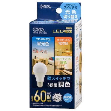 LED電球(60形相当/E26/全方向270°/密閉形器具対応/調色機能付/昼光色スタート)_06-3428_LDA7D-G/CK AG93_OHM(オーム電機)