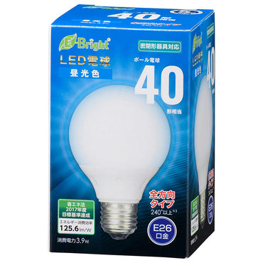 LED電球 ボール球形(40形相当/昼光色/490lm/E26/全方向配光240°/密閉形器具対応)_06-3596_LDG4D-G 7AG20_OHM(オーム電機)