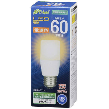 LED電球 T形(60形相当/900lm/電球色/E26/全方向配光255°/密閉形器具対応)_06-3607_LDT7L-G AG20_OHM(オーム電機)