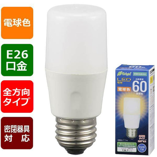 06-3607_LDT7L-G AG20_LED電球 T形(60形相当/900lm/電球色/E26/全方向配光255°/密閉形器具対応)_OHM オーム電機