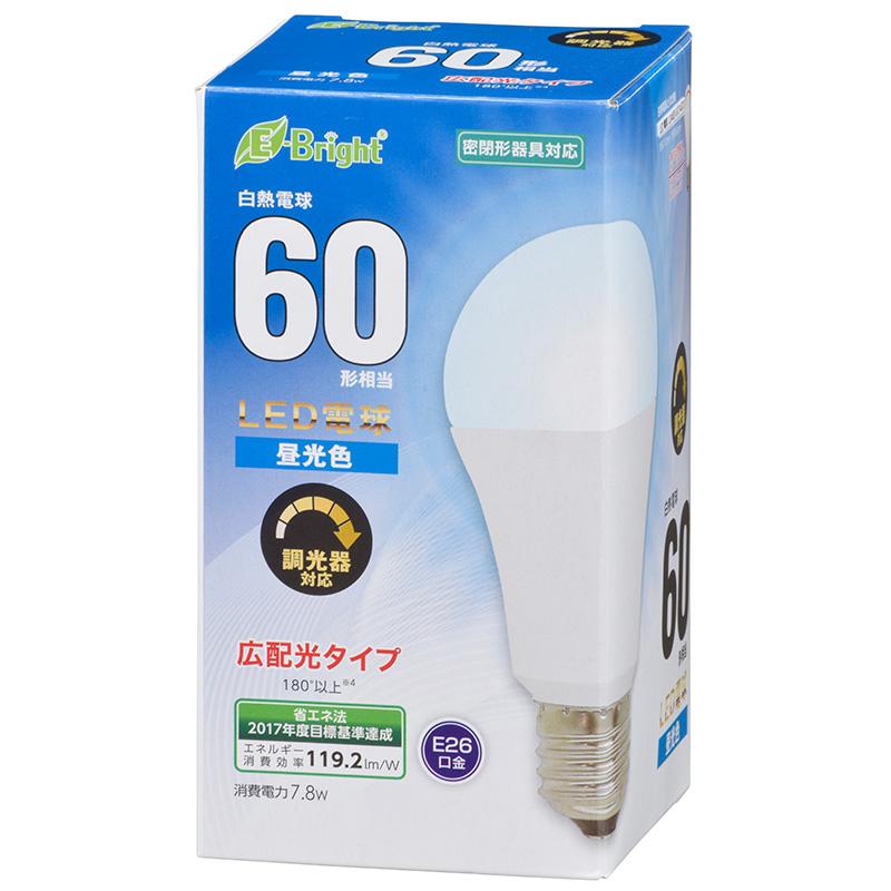 LED電球(60形相当/930lm/昼光色/E26/広配光180°/密閉形器具対応/調光器対応)_06-3620_LDA8D-G/D AS20_OHM(オーム電機)