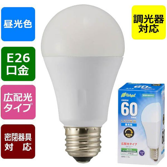 LED電球(60形相当/930lm/昼光色/E26/広配光180°/密閉形器具対応/調光器対応)_06-3620_LDA8D-G/D AS20_OHM(オーム電機)