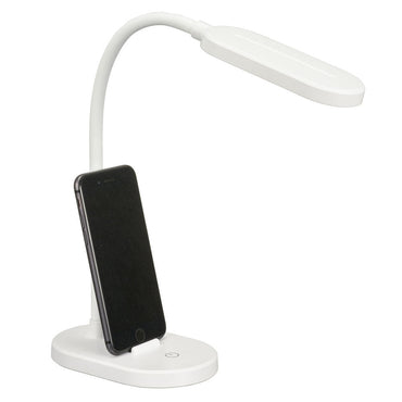 LEDデスクランプ(昼白色/170 lm/2.8W/フレキシブルアーム/スマホスタンド付/ホワイト)_06-3704_DS-LS12USB-W_OHM(オーム電機)