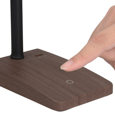 LEDデスクランプ(ブルーライト20%カット/調光3段階/460Lm/昼白色/USBポート付/ブラウン木目調)_06-3831_DS-LS20-T_OHM(オーム電機)