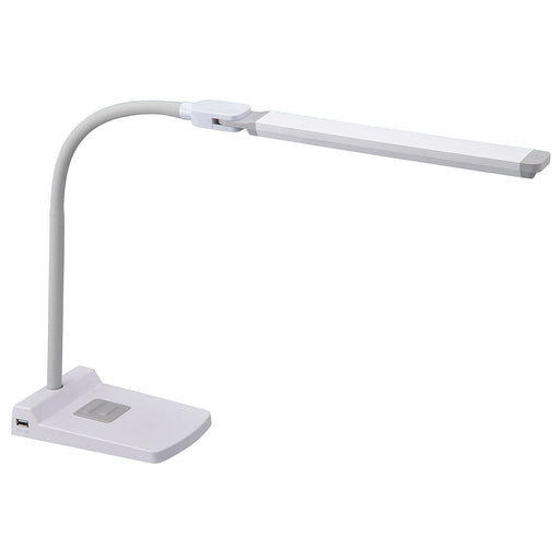 LEDデスクランプ(調光3段階/550lm/USB充電式/回転式セード/スマホスタンド付/ホワイト)_06-3839_DS-LS36C-W_OHM(オーム電機)