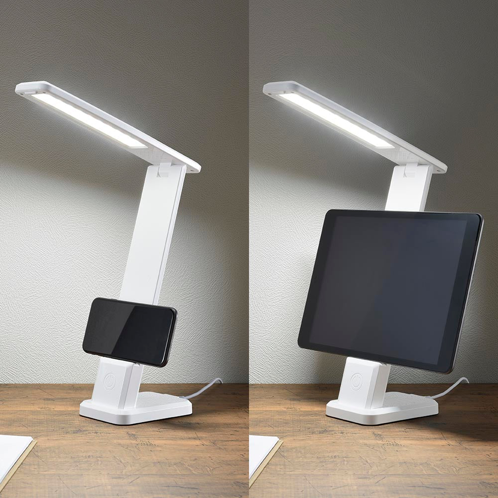 LEDデスクランプ(JIS A形相当/3段階調光/昼白色/420 lm/5W/USB電源/ホワイト)_06-3843_DS-LS20USB-W_OHM(オーム電機)