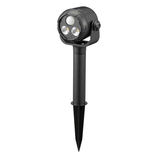 LEDガーデンセンサーライト(人感センサー付/300 lm/昼白色/保護等級IPX4防飛まつ形/単2形×3本使用)_06-4102_LS-B300GS-2_OHM(オーム電機)