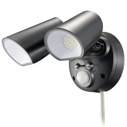 LEDセンサーライト(2灯/20W/2000Lm/白色LED/保護等級IPX4/コード長3m)_06-4288_LS-AS2000K4-K_OHM(オーム電機)