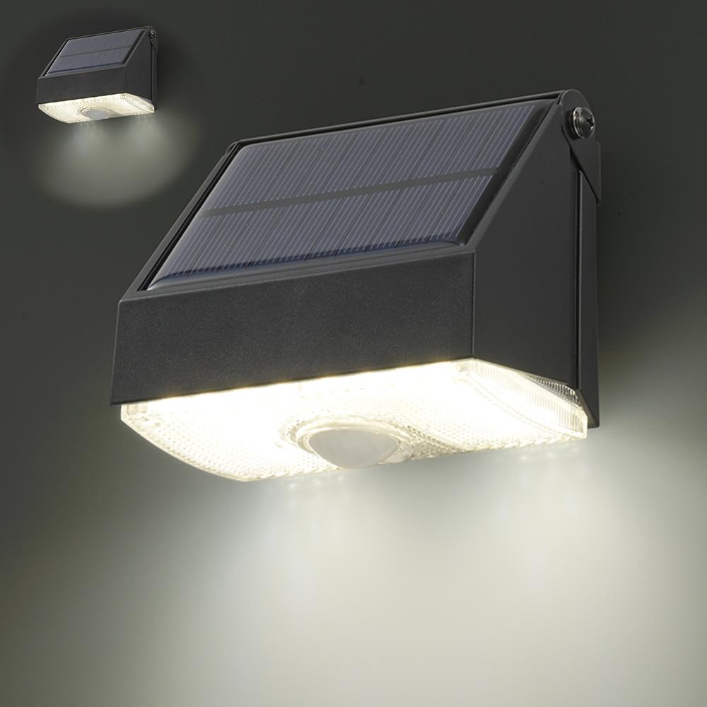 LEDセンサーライト(800lm/ソーラー発電式/保護等級IPX4/白色LED/ブラック)_06-4294_LS-S1080ST4-K_OHM(オーム電機)