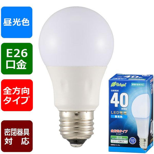 LED電球(40形相当/569lm/昼光色/E26/全方向配光260°/密閉形器具対応)_06-4342_LDA4D-G AG27_OHM(オーム電機)