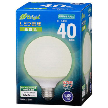 LED電球 ボール球形(40形相当/490lm/昼白色/G95/E26/全方向配光240°/密閉形器具対応)_06-4395_LDG4N-G AG24_OHM(オーム電機)