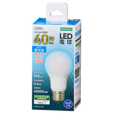 LED電球(40形相当/590lm/昼光色/E26/全方向280°/密閉形器具対応)_06-4456_LDA5D-G AG52_OHM(オーム電機)