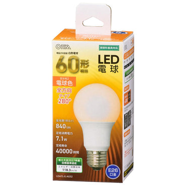 LED電球(60形相当/840lm/電球色/E26/全方向280°/密閉形器具対応)_06-4457_LDA7L-G AG52_OHM(オーム電機)